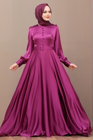  Luxorious Fushia Islamic Wedding Gown 3038F - 1
