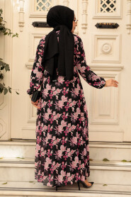 Fushia Modest Floral Dress 50358F - 3