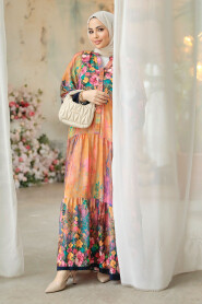 Fushia Modest Floral Long Dress 18235F - 4