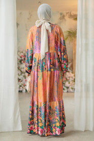 Fushia Modest Floral Long Dress 18235F - 5