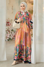 Fushia Modest Floral Long Dress 18235F - 2
