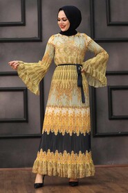 Gold Hijab Dress 23813GOLD - 1