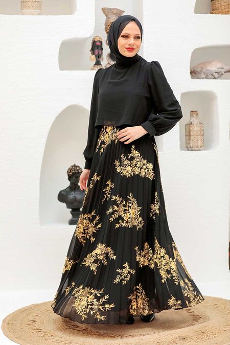 Gold Hijab Dress 3296GOLD - NEVA STYLE