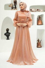 Gold Hijab Evening Dress 22310GOLD - 2