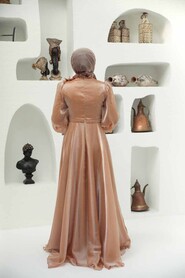 Gold Hijab Evening Dress 22310GOLD - 6