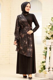 Gold Hijab Evening Dress 32520GOLD - 2