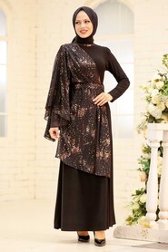 Gold Hijab Evening Dress 32520GOLD - 1
