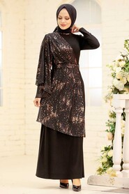 Gold Hijab Evening Dress 32520GOLD - 3