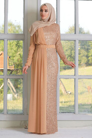 Gold Hijab Evening Dress 34290GOLD - 1
