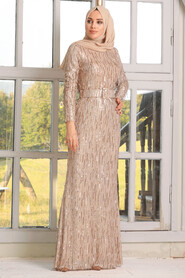 Gold Hijab Evening Dress 3447GOLD - 2