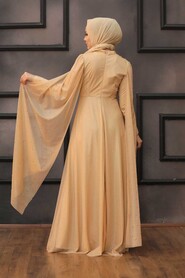 Gold Hijab Evening Dress 3515GOLD - 2