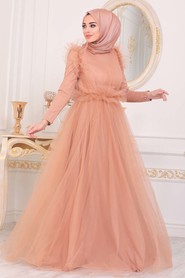Gold Hijab Evening Dress 4067GOLD - 2