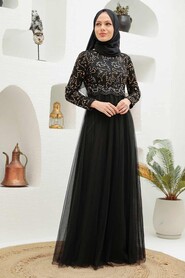  Plus Size Gold Hijab Engagement Dress 9160GOLD - 1