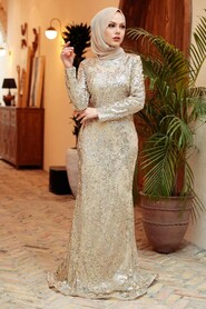  Elegant Gold Modest Evening Dress 951GOLD - 1