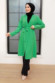 Green Hijab Coat 10860Y - 2