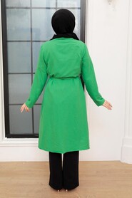 Green Hijab Coat 10860Y - 3
