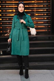 Green Hijab Coat 72070Y - 1