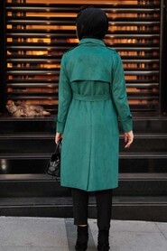 Green Hijab Coat 72070Y - 3