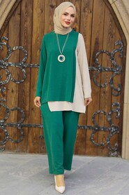 Green Hijab Double Suit 5235Y - 1