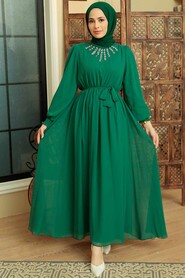 Green Hijab Dress 10411Y - 1