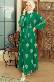 Green Hijab Dress 10437Y - 1