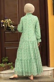 Green Hijab Dress 1482Y - 2