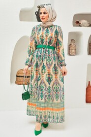 Green Hijab Dress 229018Y - 1