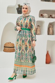 Green Hijab Dress 229018Y - 2
