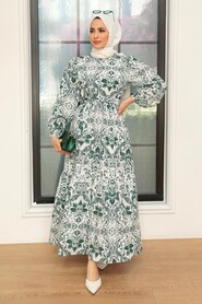 Green Hijab Dress 23071Y - 1