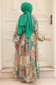 Green Hijab Dress 23155Y - 3