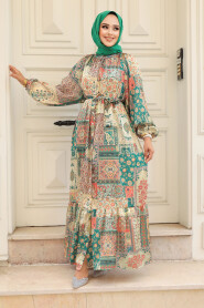 Green Hijab Dress 23155Y - 2