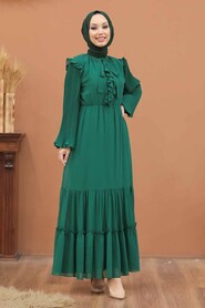 Green Hijab Dress 2409Y - 1