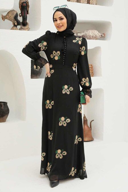 Green Hijab Dress 32941Y - NEVA STYLE