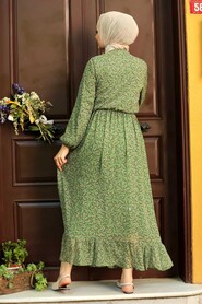 Green Hijab Dress 4339Y - 3