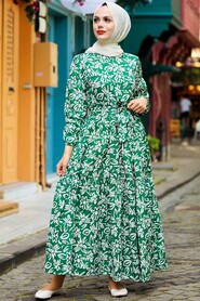 Green Hijab Dress 5192Y - 5