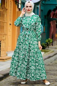 Green Hijab Dress 5192Y - 4
