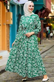 Green Hijab Dress 5192Y - 3