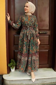 Green Hijab Dress 76440Y - 3