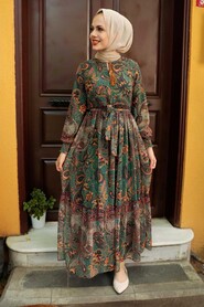 Green Hijab Dress 76440Y - 1