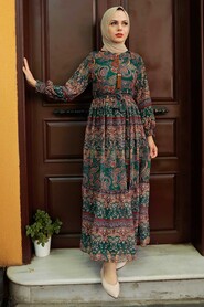 Green Hijab Dress 76441Y - 3