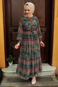 Green Hijab Dress 76441Y - 2