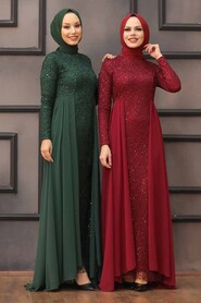  Plus Size Green Modest Wedding Dress 90000Y - 4