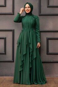  Luxury Green Muslim Long Sleeve Dress 21850Y - 1