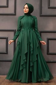  Luxury Green Muslim Long Sleeve Dress 21850Y - 2