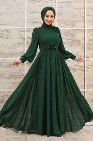 Green Hijab Evening Dress 21951Y - 1