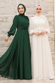 Green Hijab Evening Dress 21951Y - 3