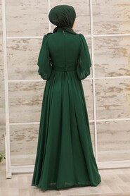 Green Hijab Evening Dress 21951Y - 4