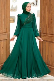  Long Sleeve Green Hijab Dress 22110Y - 3