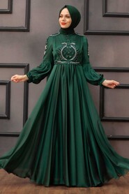  Elegant Green Muslim Fashion Evening Dress 2212Y - 1