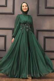  Luxury Green Islamic Clothing Evening Dress 22150Y - 1